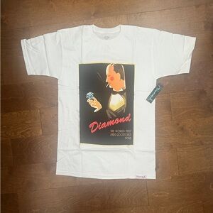 Diamond Supply Co. White Short Sleeve Tee with Black Vintage Poster Graphic